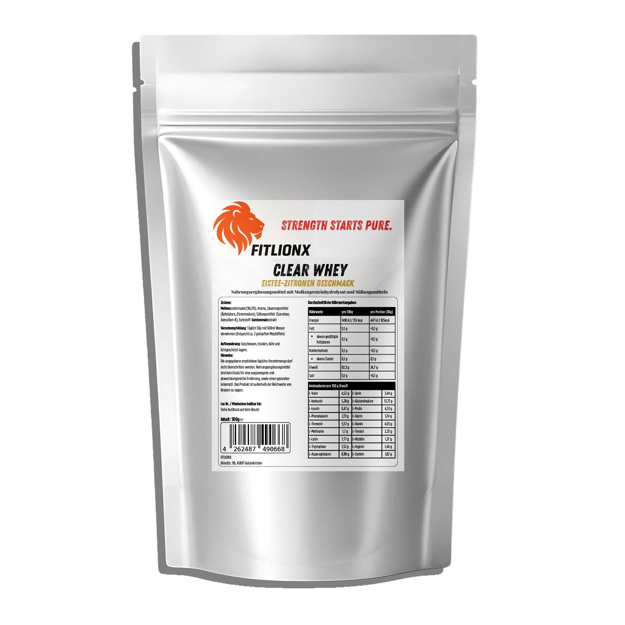 FITLIONX Clear Whey Protein Eistee Zitrone - 500g