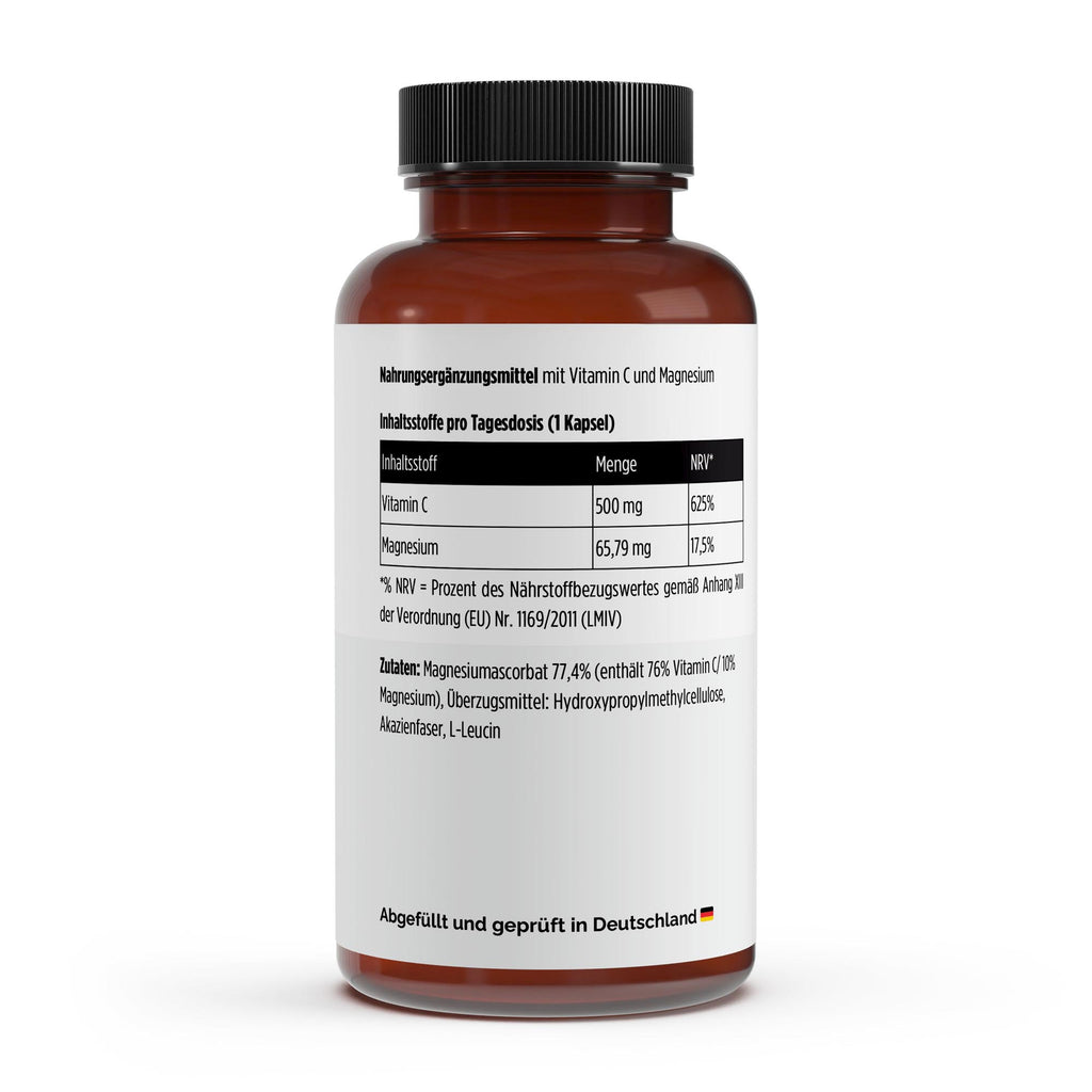 FITLIONX Gepuffertes Vitamin C 500mg + Magnesium - 240 Kapseln